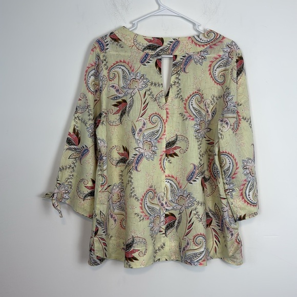 J. Jill Love Linen Paisley Floral Midsummer Top in Light Zest Yellow Size Medium - Picture 7 of 13